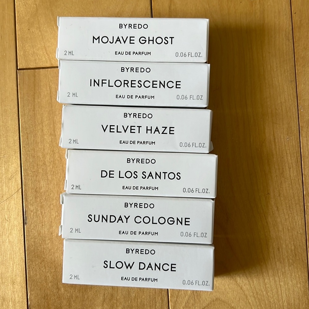 Byredo sample set. 2mlx6 Slow Dance Velvet Haze Sunday Cologne Niche Fragrance